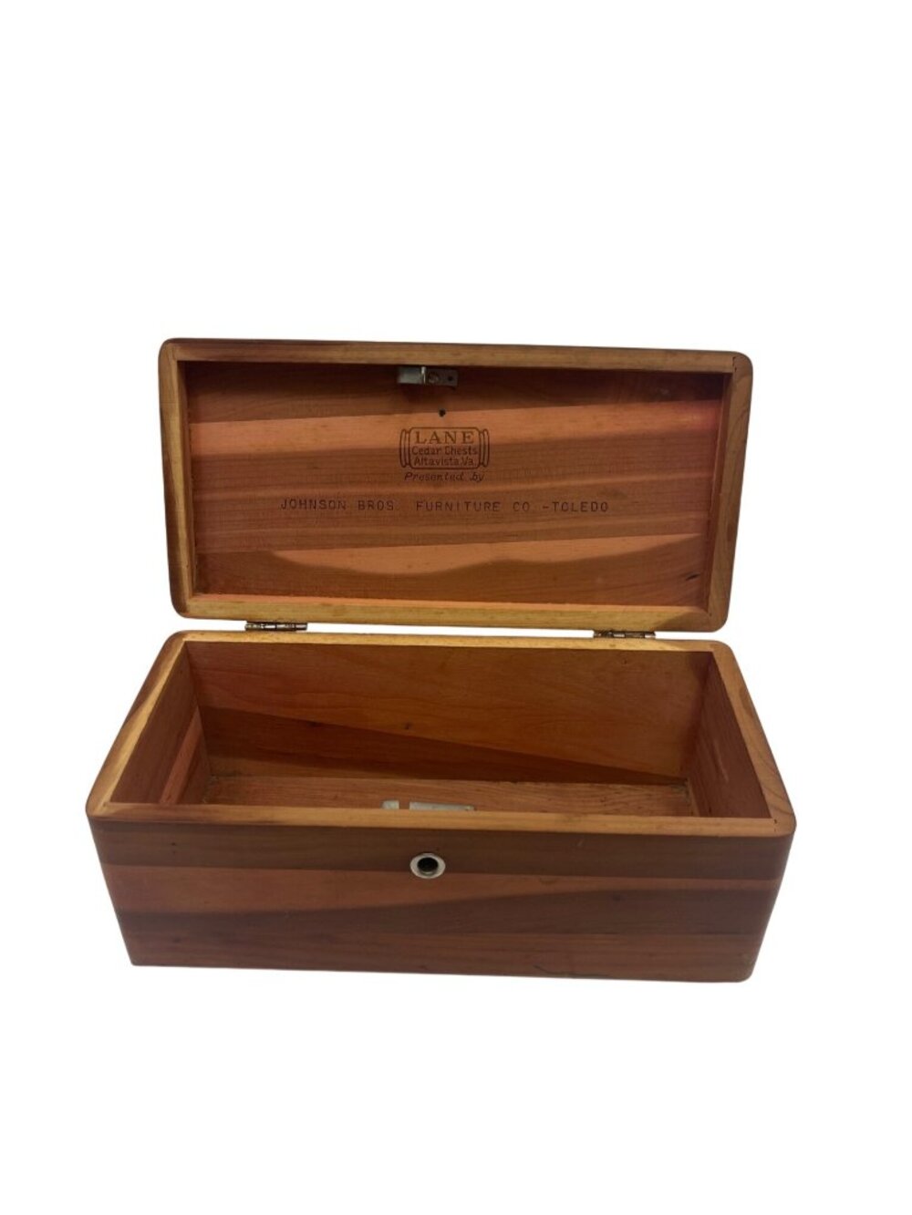 Lane Cedar Keepsake Box 1940s Johnson Bros Toledo Solid Wood 10" x 4.5" x 3.75"